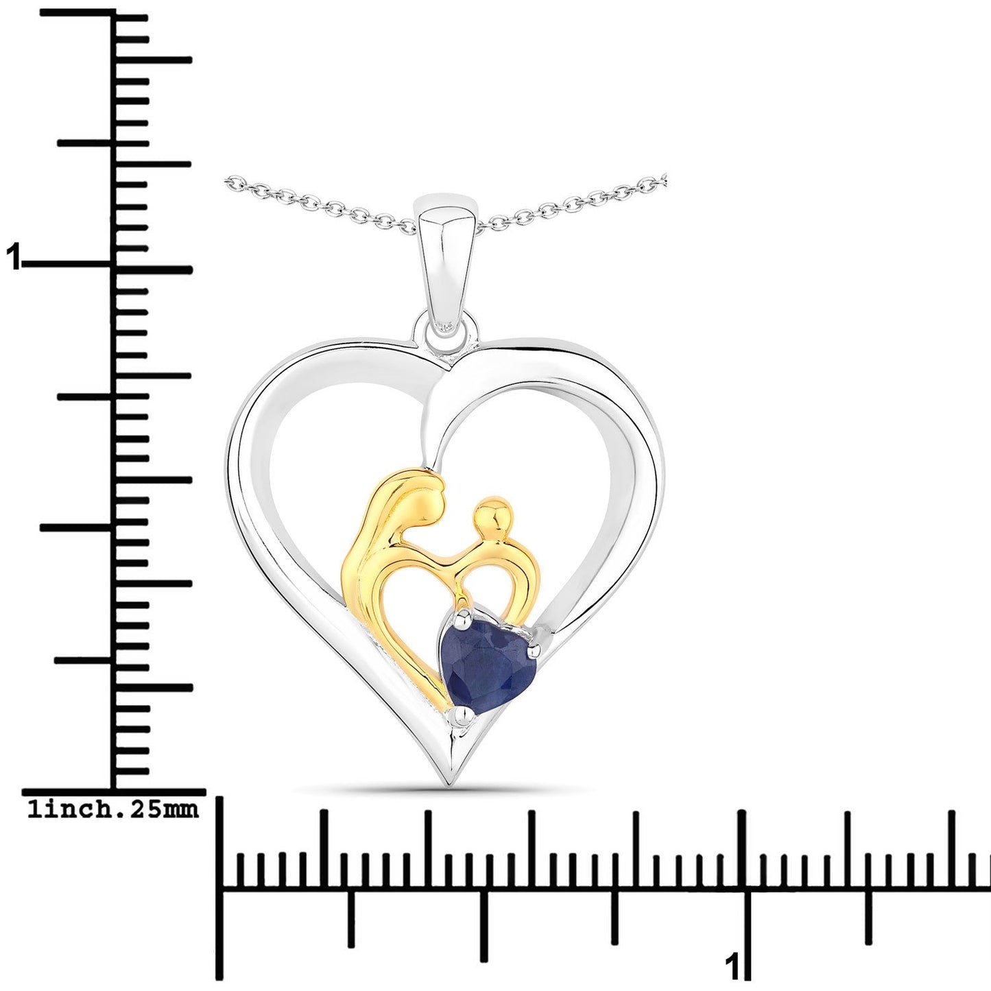 0.50 Carat Genuine Blue Sapphire Pendant in Sterling Silver