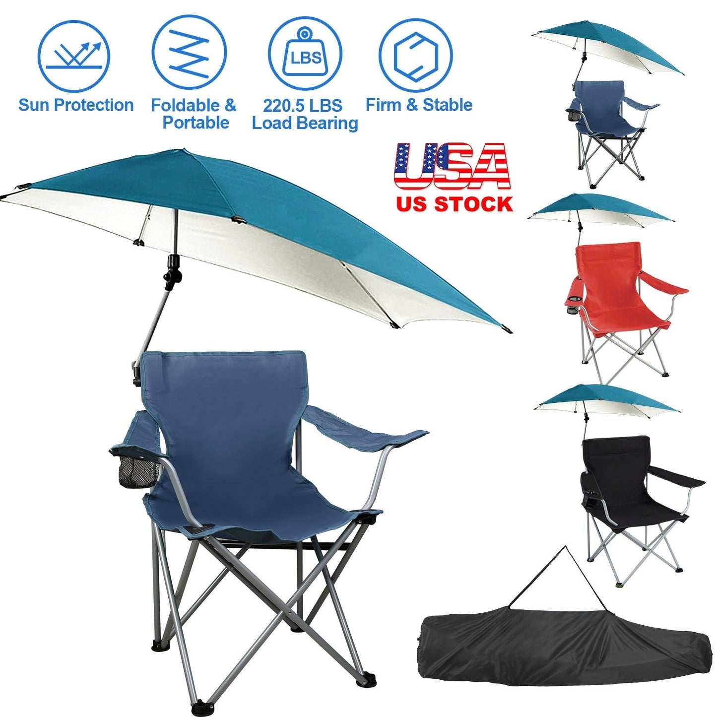 GBruno Foldable Beach Chair with Canopy
