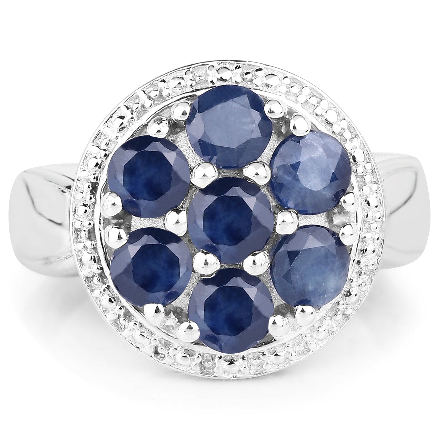2.10 Carat Blue Sapphire Sterling Silver Engagement Ring