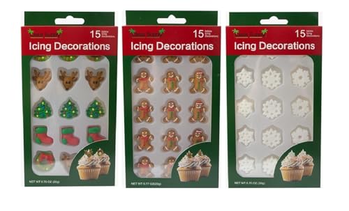 Christmas Edible Cake Decorations - 45 Festive Pieces