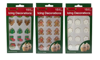 Christmas Edible Cake Decorations - 45 Festive Pieces