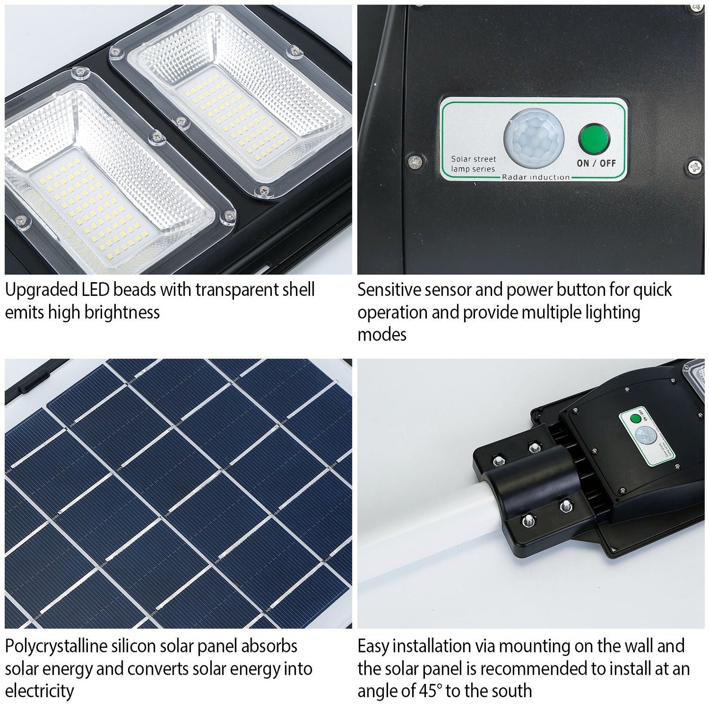 Solar Street Path Light with Radar Sensor - 180 LEDs