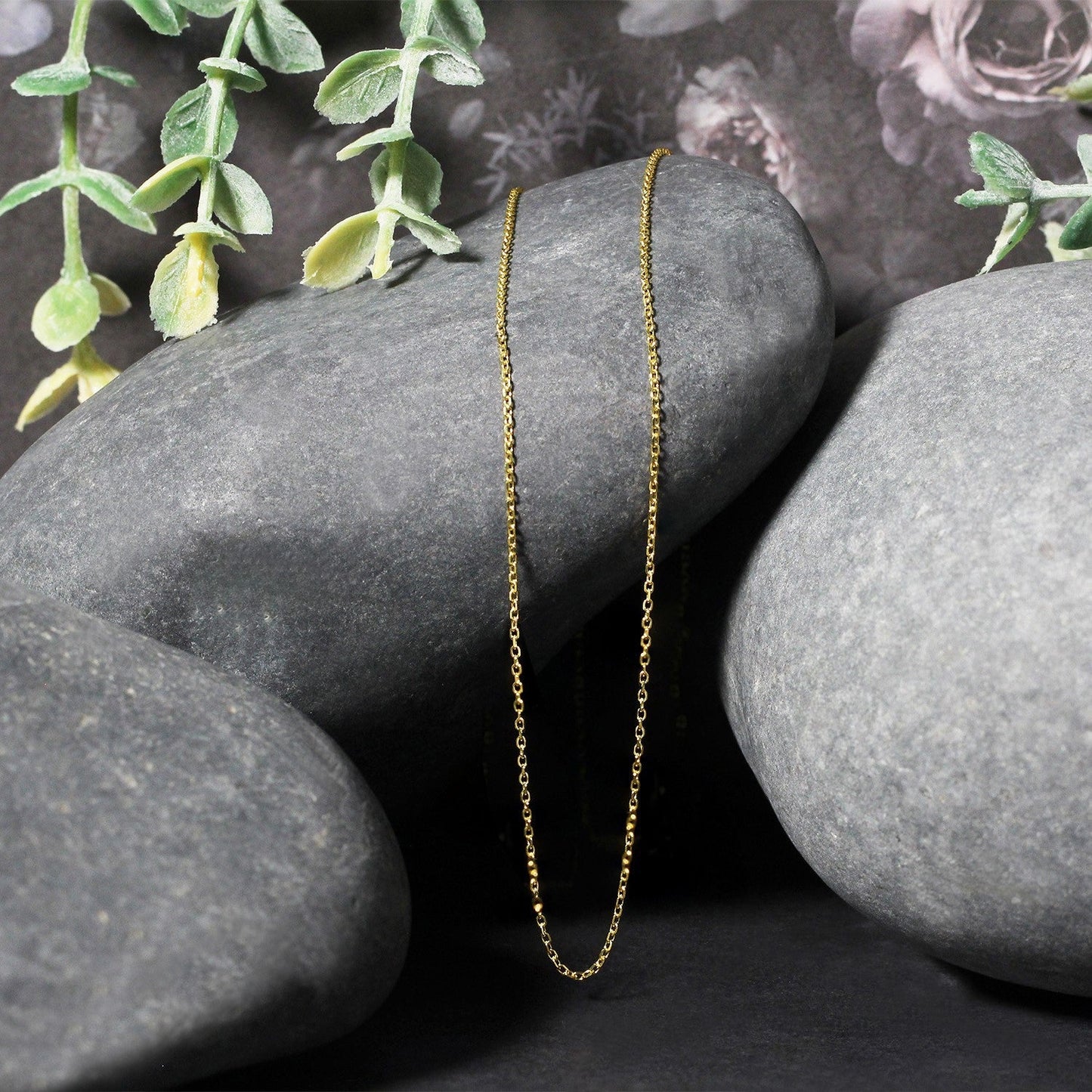 14k Yellow Gold Diamond Cut Cable Link Chain - 0.8mm