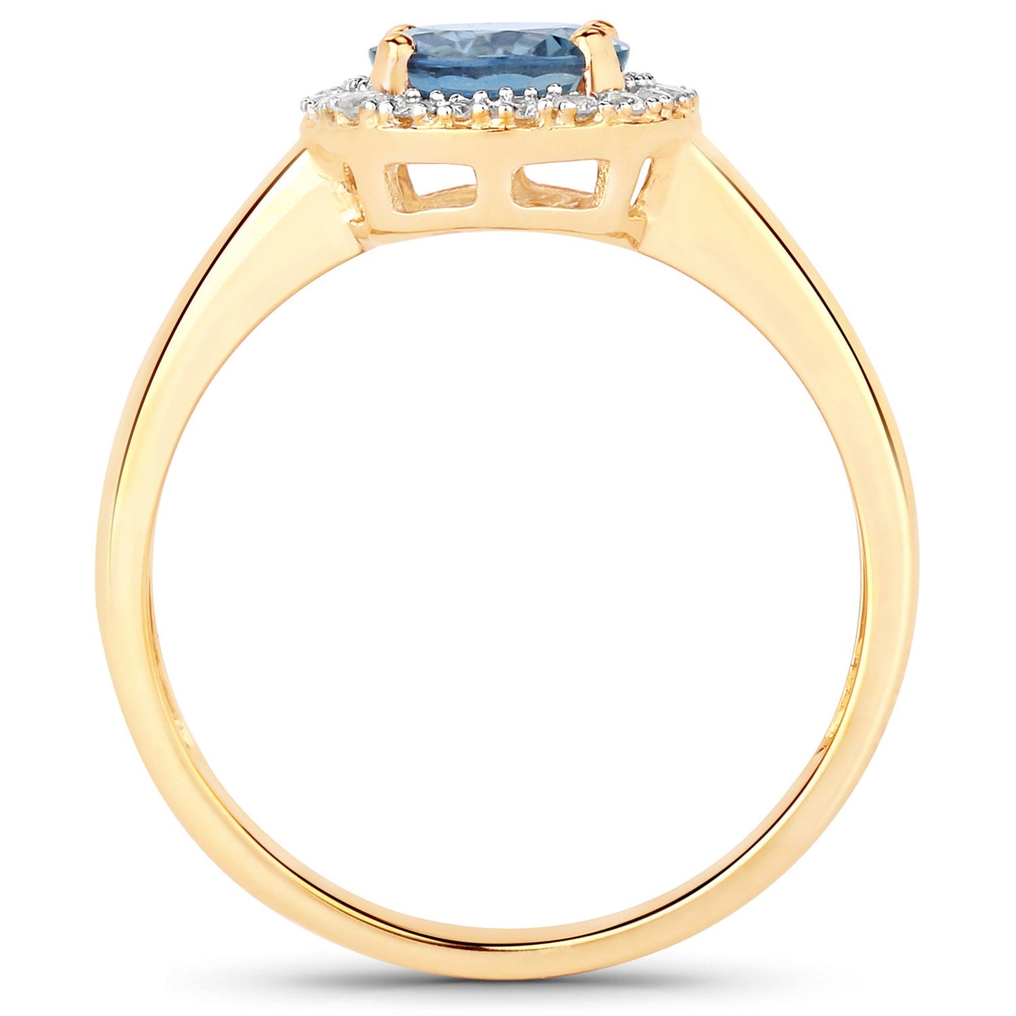 Bague de fiançailles en saphir bleu et diamant de 1,03 carat en or jaune 14K