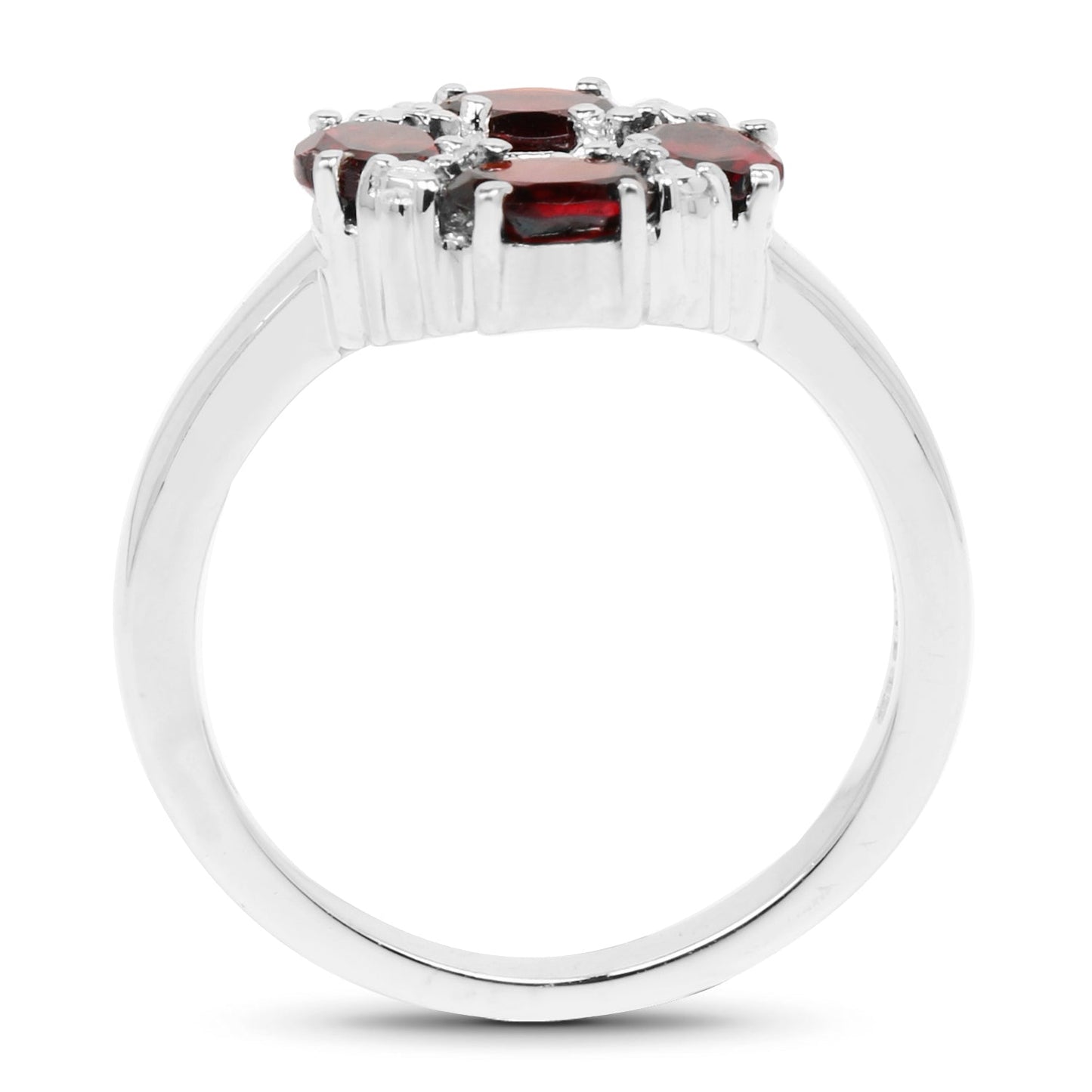 Bague en argent sterling avec grenat véritable de 2,02 carats et topaze blanche