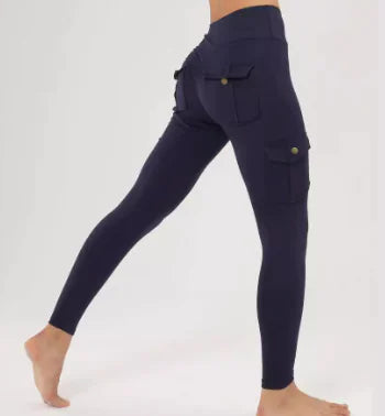 Pantalones de Trabajo Fitness de Alta Elasticidad con Bolsillos para Mujeres