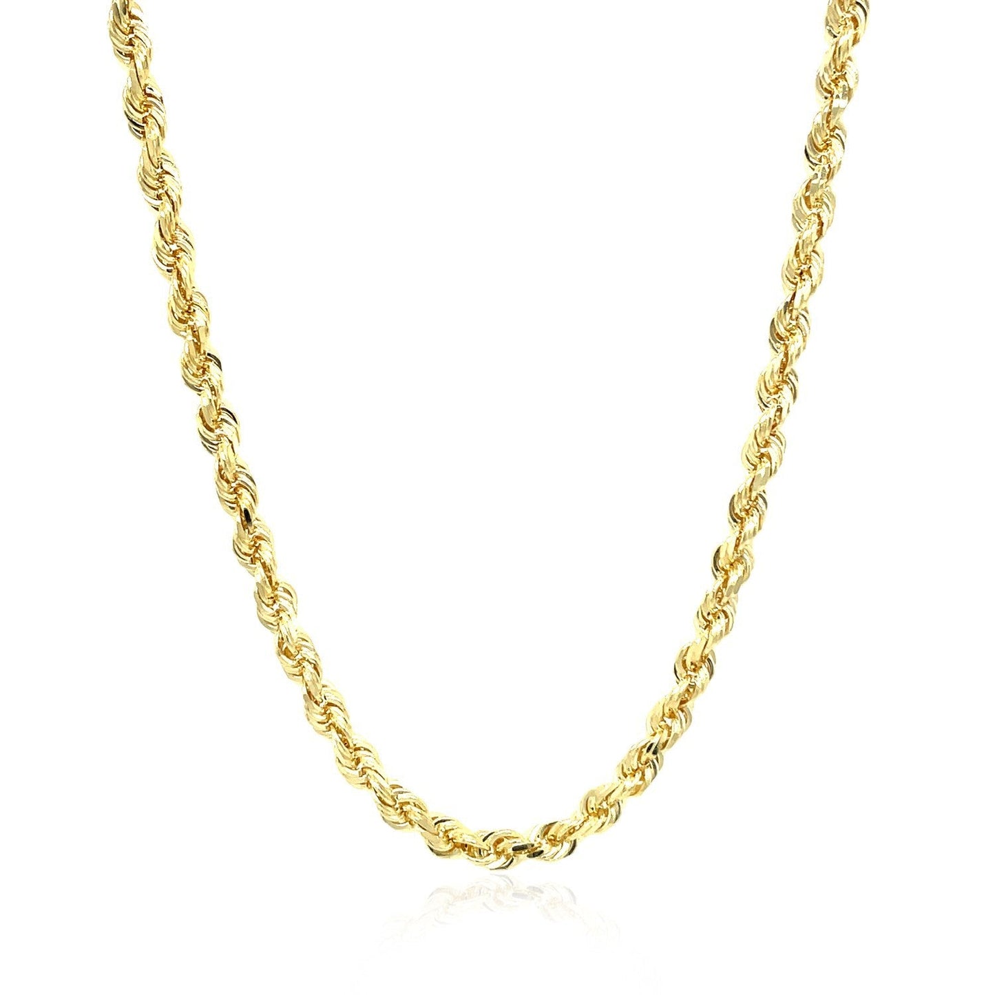 Cadena de cuerda de oro amarillo de 10k con corte de diamante sólido - 3.5mm