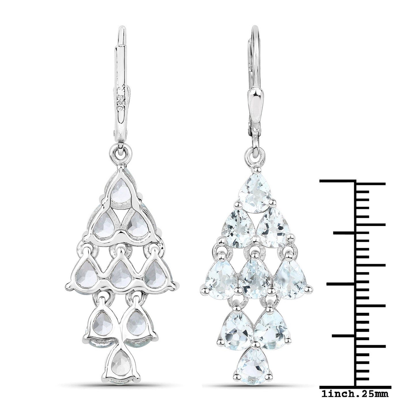 3.96 Carat Genuine Aquamarine Sterling Silver Earrings