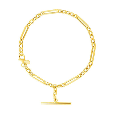 14k Yellow Gold Alternating Oval and Round Chain Bracelet