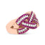 Bague tressée en or rose 18K avec rubis et diamants - Taille 7