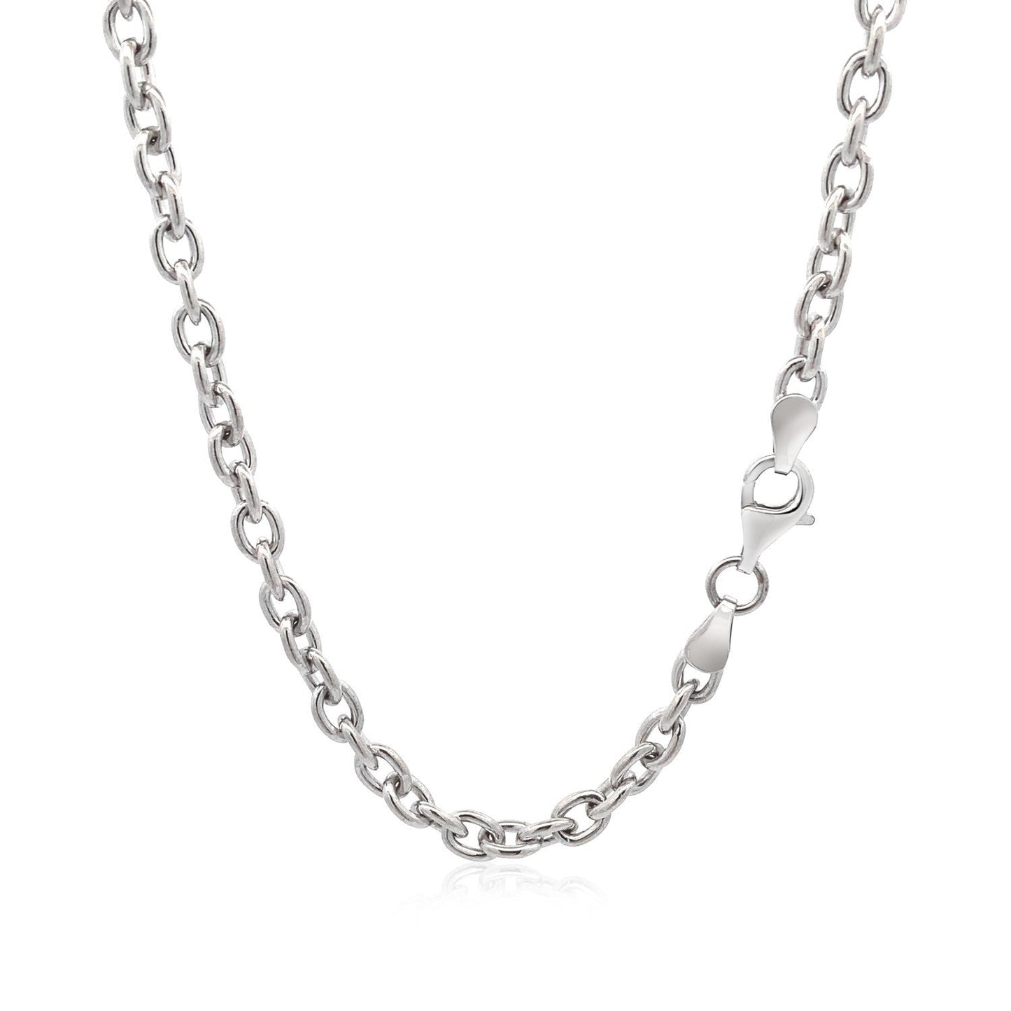 Sterling Silver Rhodium Plated Heart Motif Chain Necklace