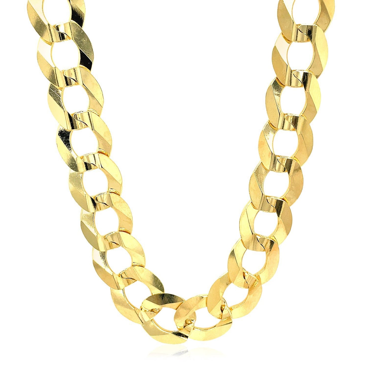 Chaîne Curb en Or Jaune 14k Solide 10,0 mm