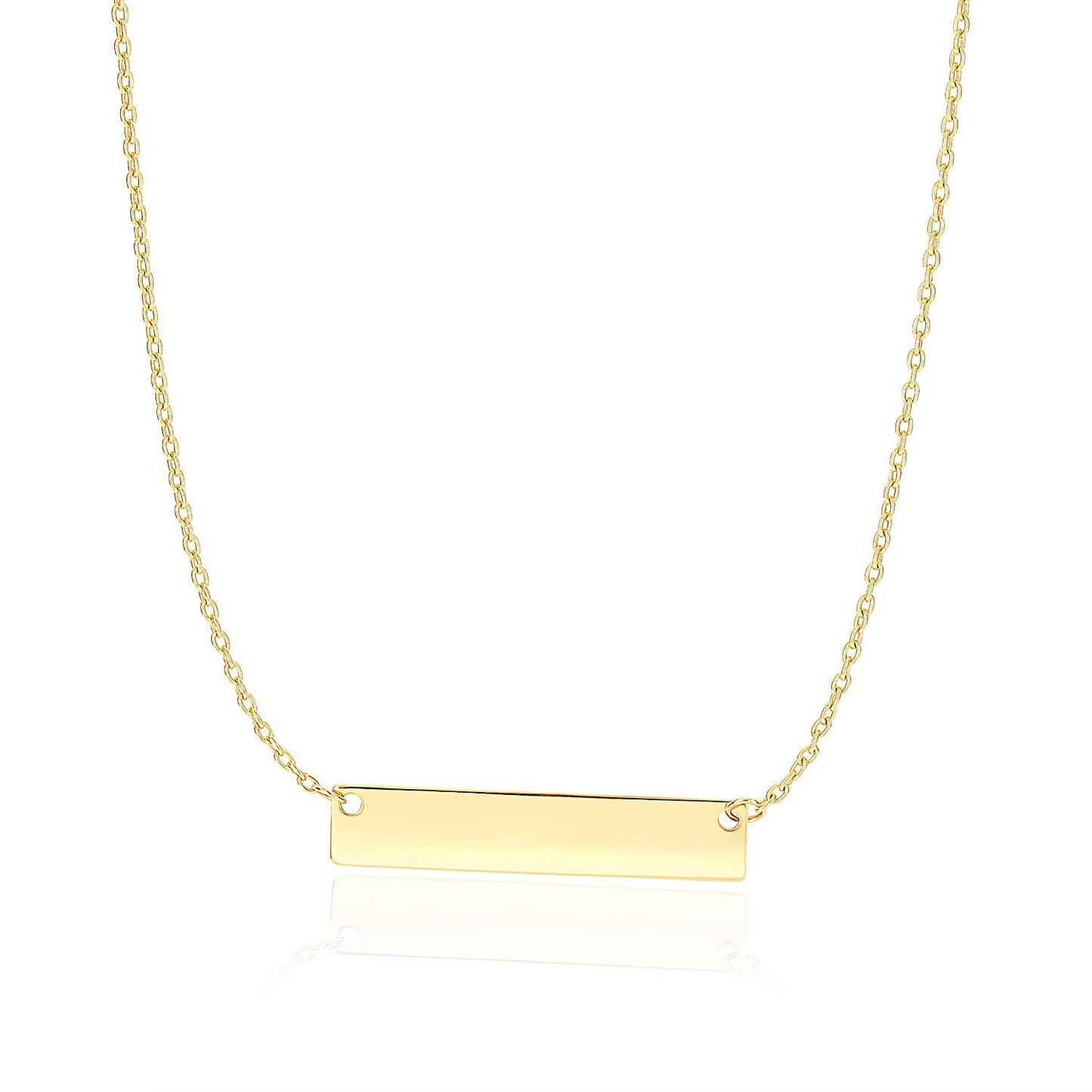 14k Yellow Gold Smooth Flat Horizontal Bar Necklace