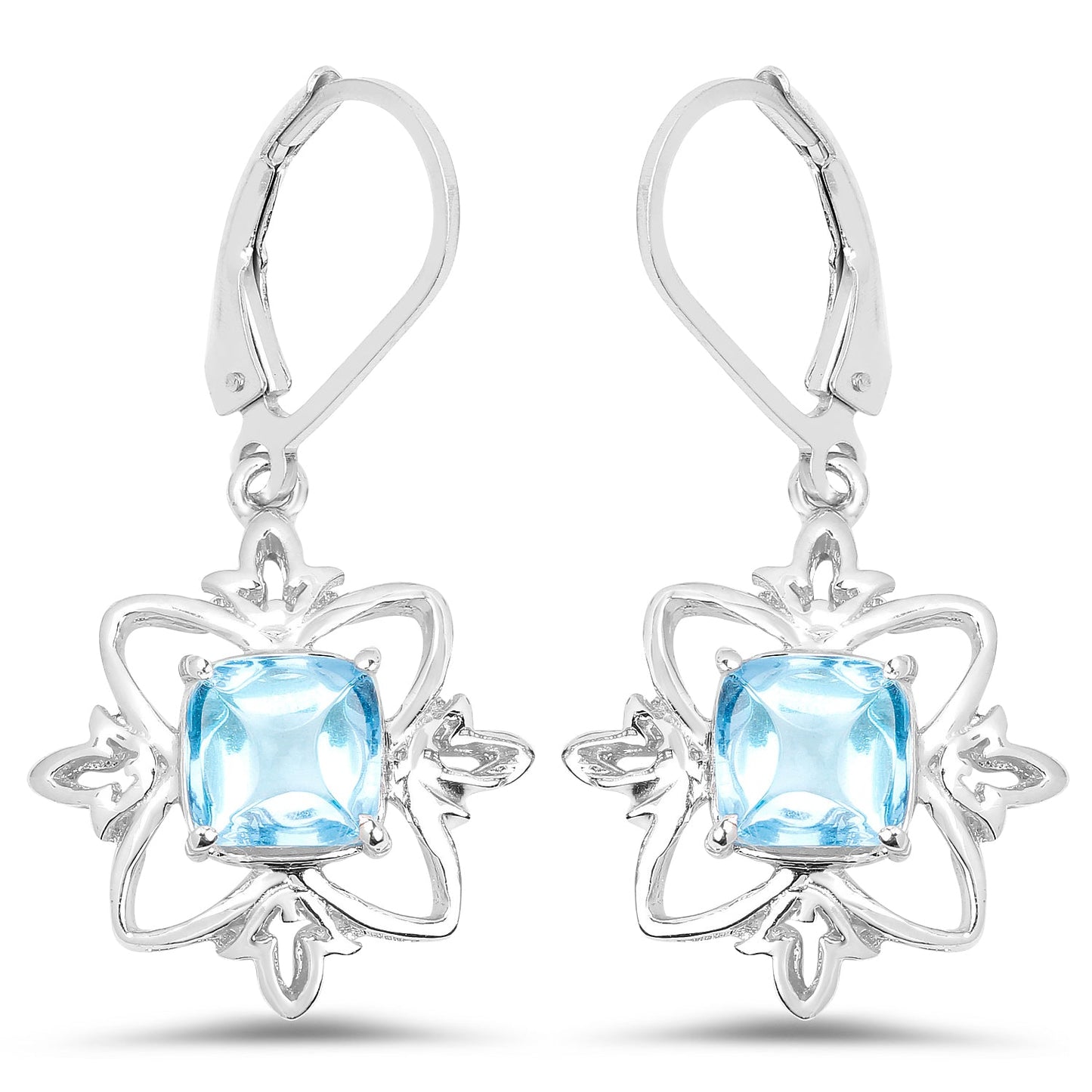 5.30 Carat Genuine Swiss Blue Topaz Sterling Silver Earrings