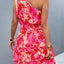 Pink Smocked Printed Single Shoulder Dress