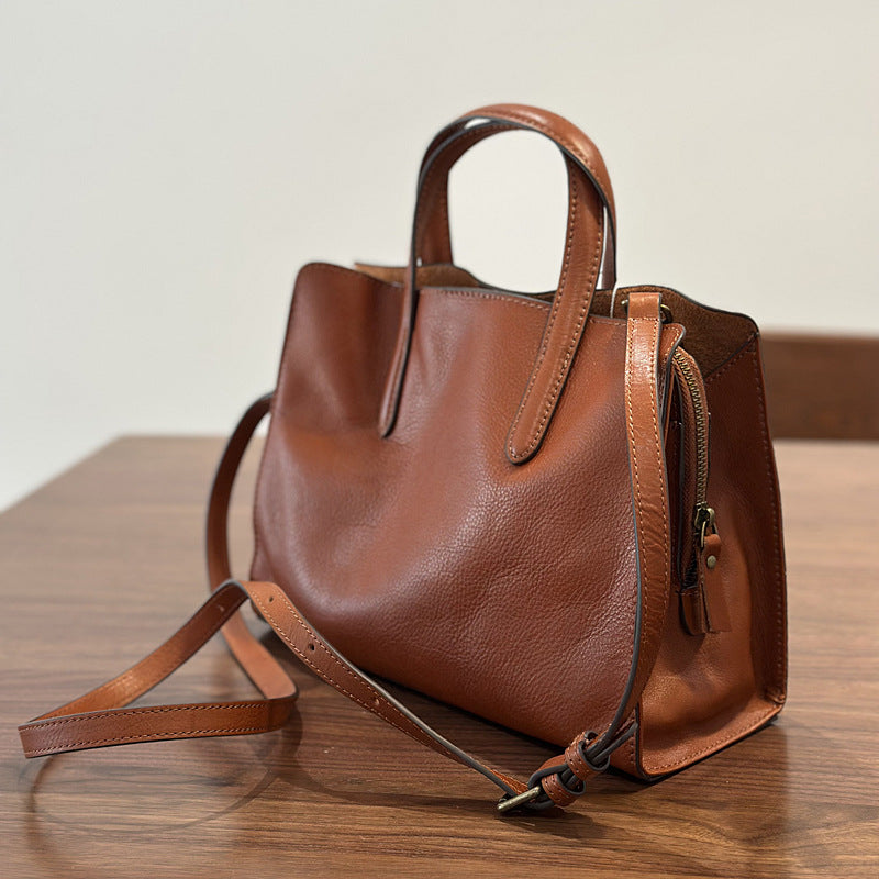 Premium Women's Casual All-Match Tote Bag in Full-Grain Cowhide Leather