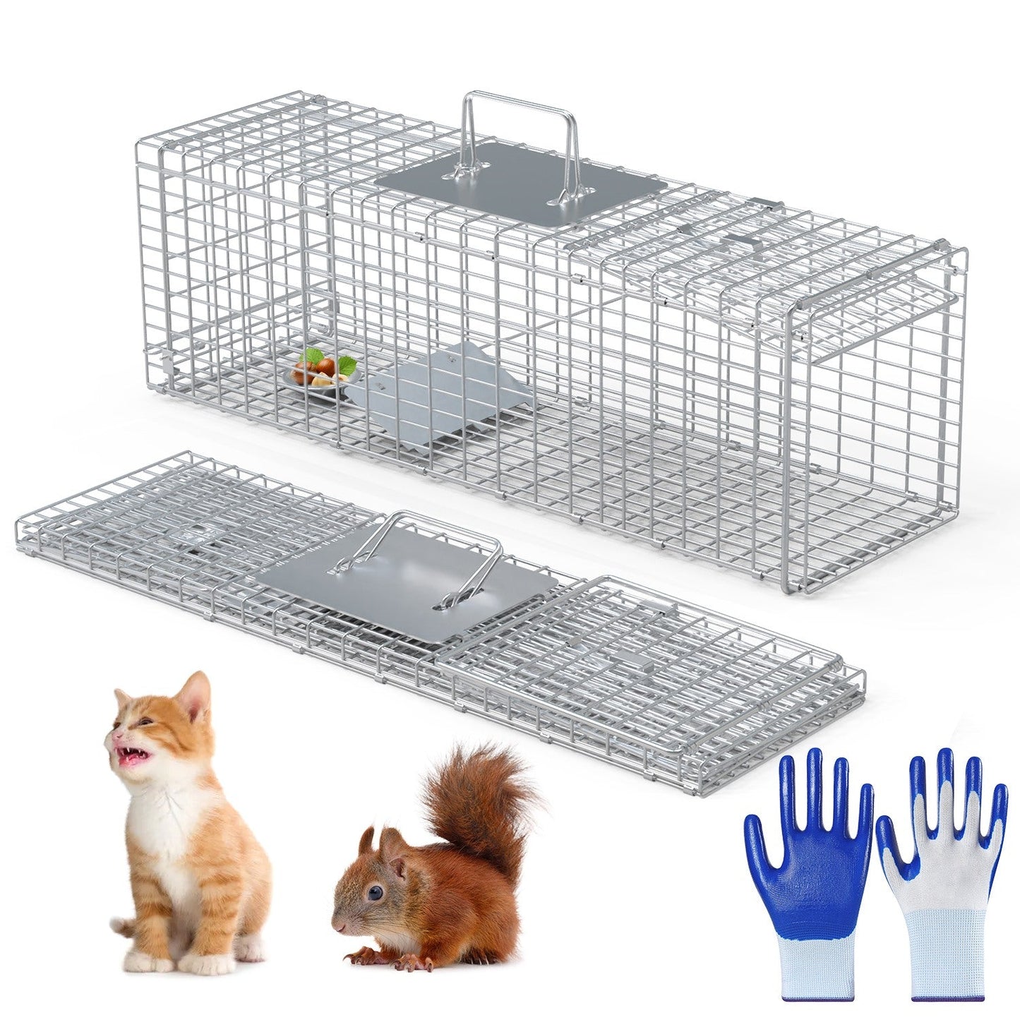 Trampa Humana para Animales Vivos - 27x7.5x8in Trampa de Acero Plegable