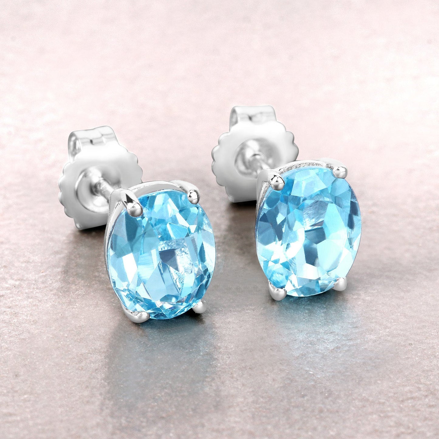 4.00 Carat Genuine Swiss Blue Topaz Sterling Silver Earrings