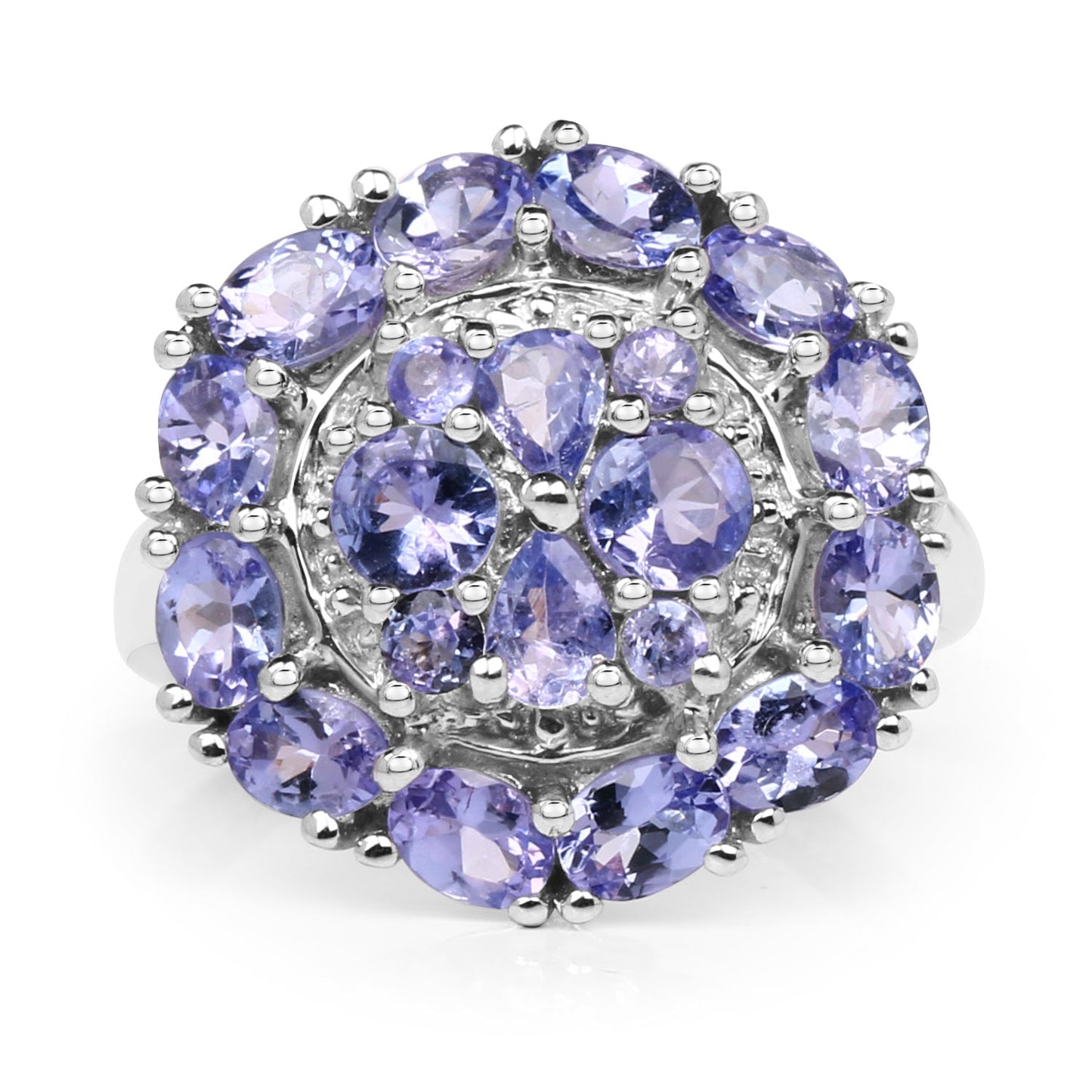Bague de fiançailles en argent sterling avec tanzanite véritable de 2,92 carats
