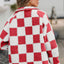 Chaqueta de Teddy de Manga Larga con Botones y Diseño a Cuadros Elegante