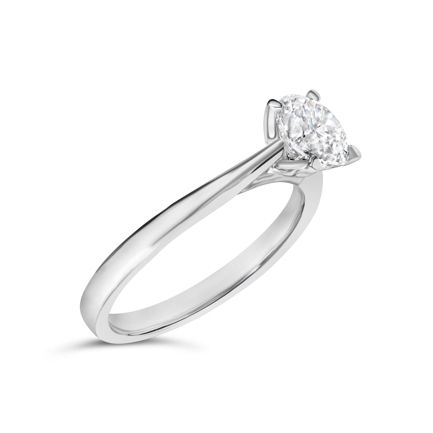 Anillo de Compromiso Solitario con Diamante Creado en Laboratorio en Oro Blanco de 14K con Garra de