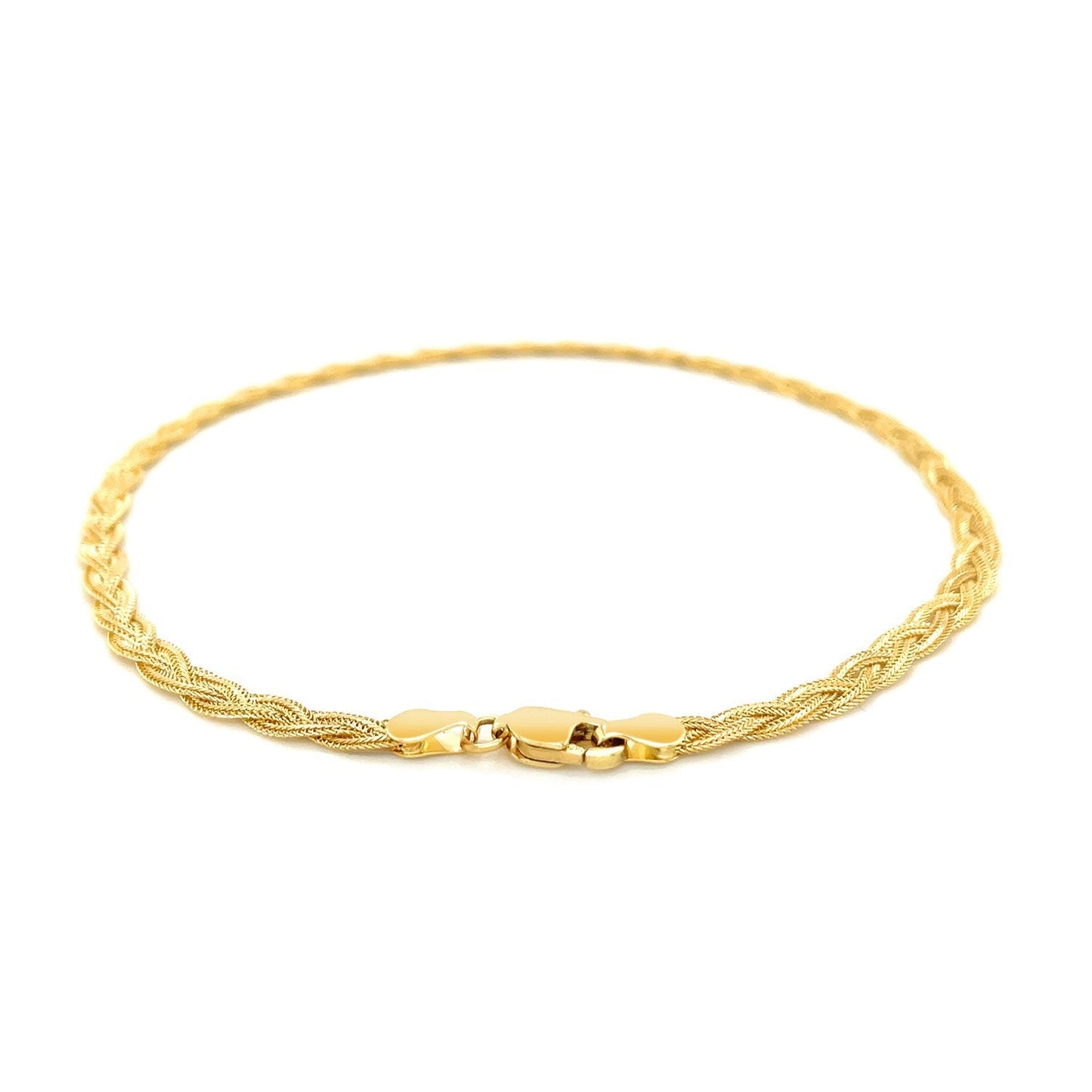 Bracelet tressé en or jaune 14k - 3,5 mm