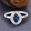 0.52 Carat Blue Sapphire & White Diamond 14K White Gold Engagement Ring