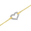 Pulsera de encanto de corazón de diamante de dos tonos de oro de 10K - 1/4 Cttw