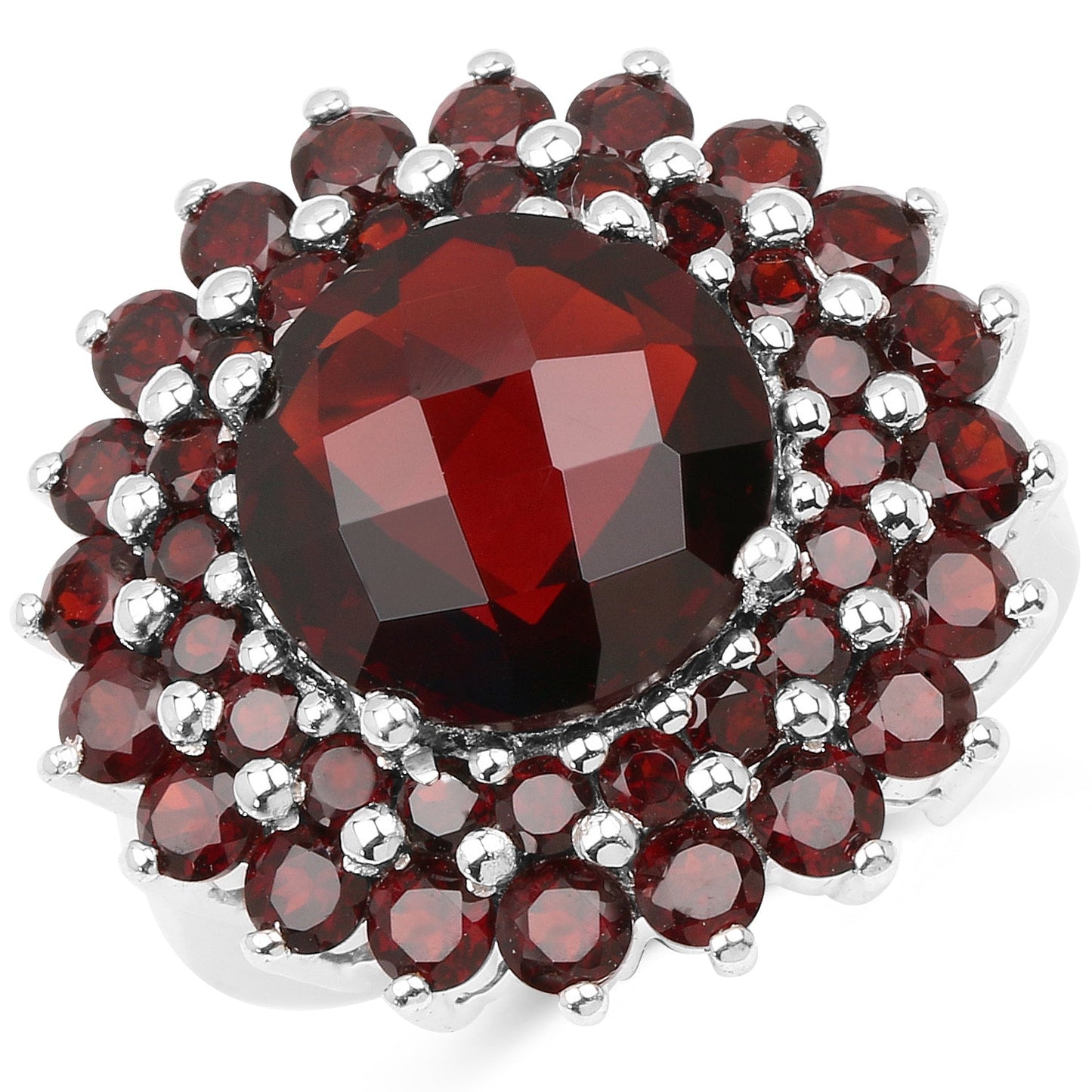 9.90 Carat Genuine Garnet .925 Sterling Silver Engagement Ring