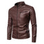 Men's Slim Fit PU Leather Bomber Jacket