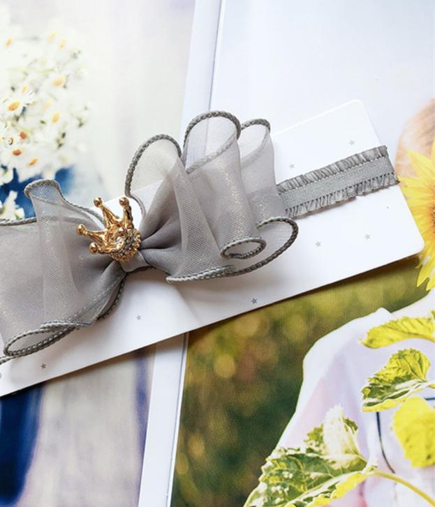 Luxury Pearl Handmade Bowknot Crown Headband for Baby Girls