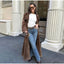 Manteau long en suède vintage à double boutonnage avec ceinture