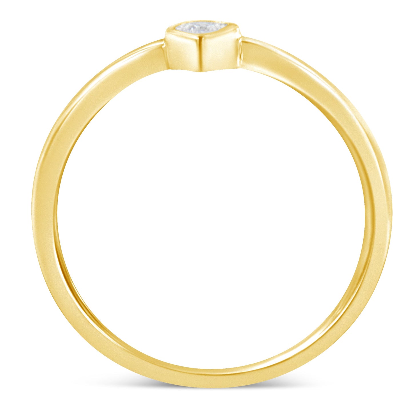 Anillo de Diamante en Forma de Gota de Plata Esterlina Baño de Oro de 14K - Talla 6
