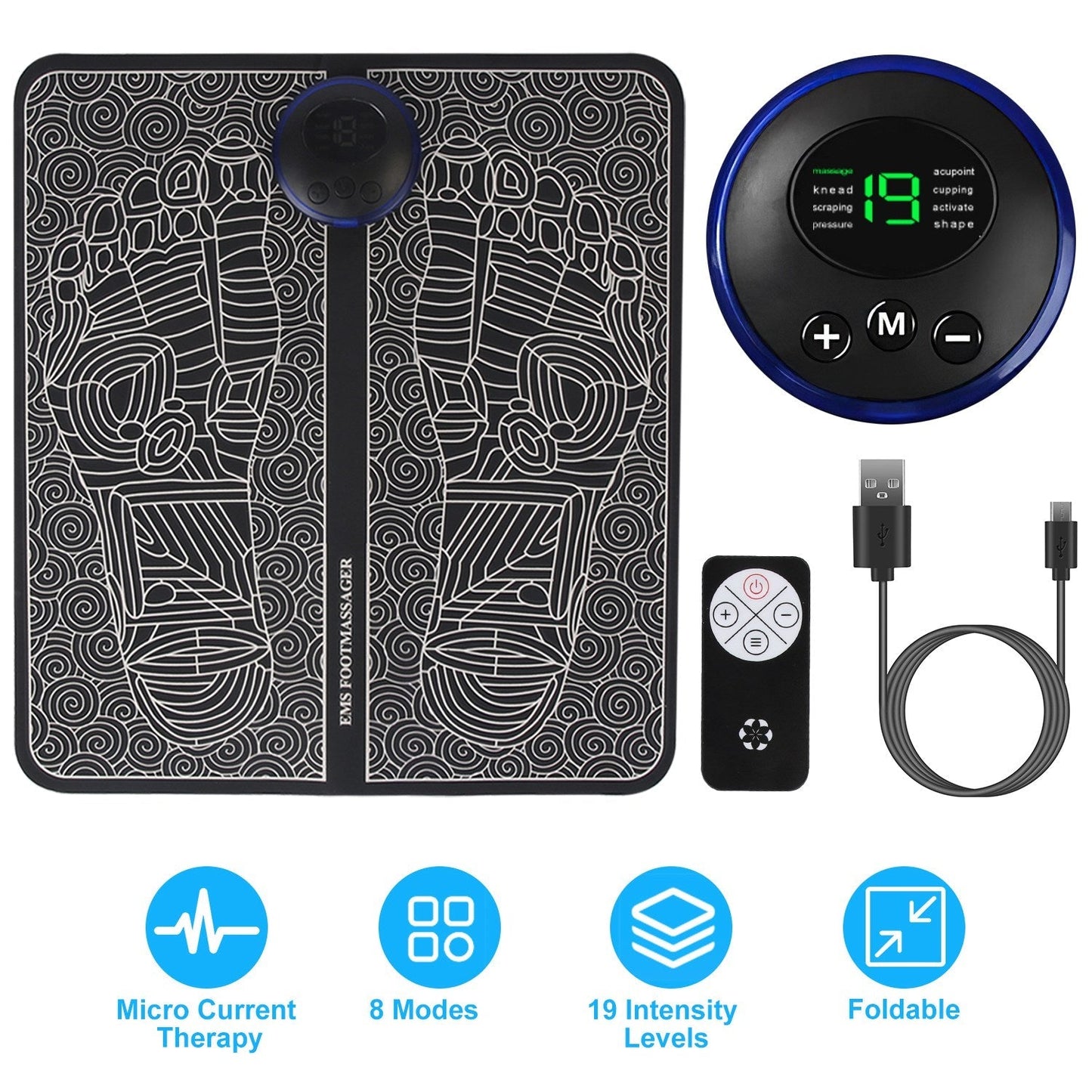 LJG Electric Foot Massage Pad with Remote Control