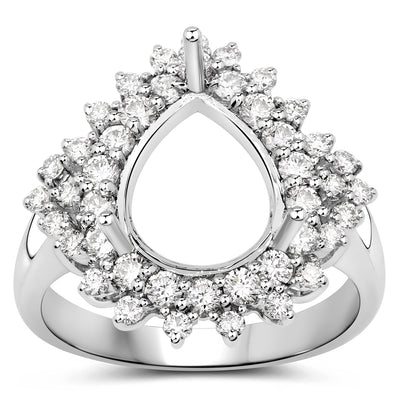 Anillo de Compromiso Semi Montura de Diamante Blanco de 0.89 Quilates en Oro Blanco de 14K