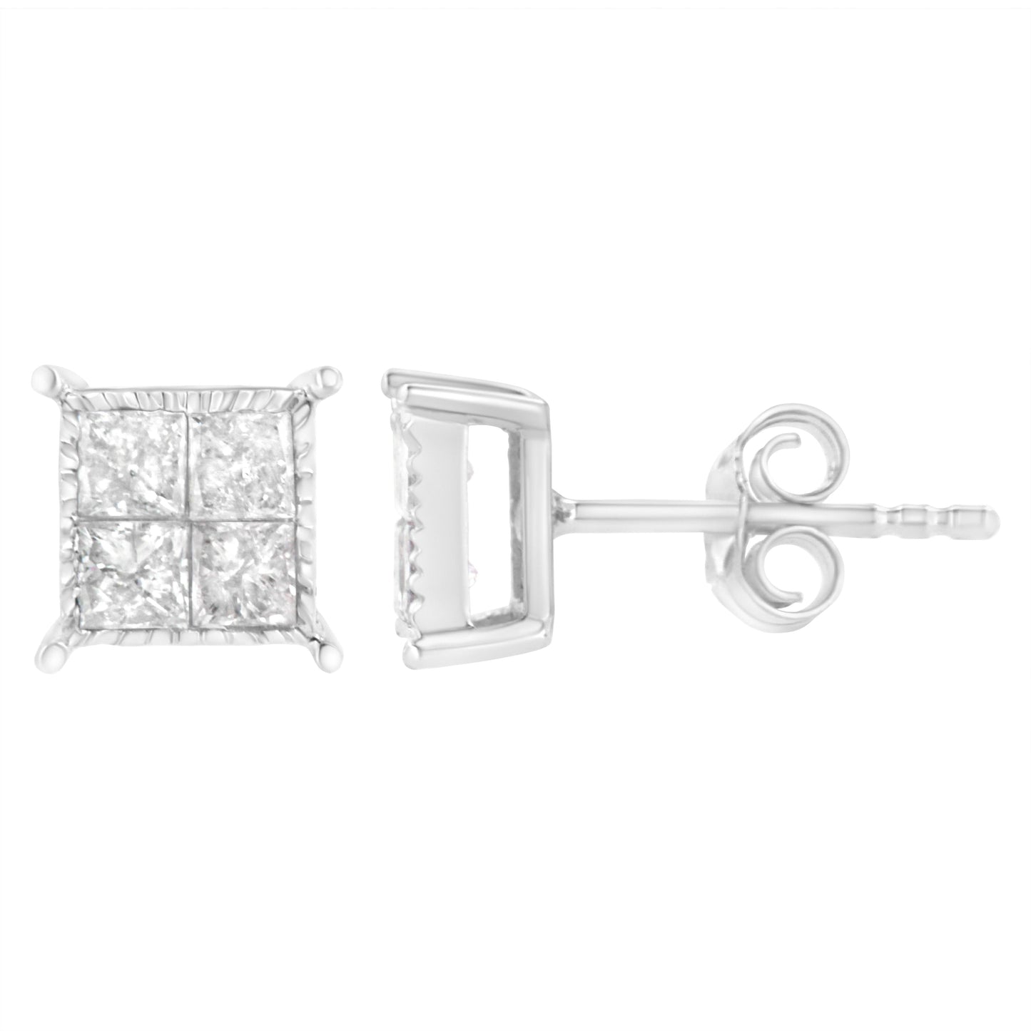 Pendientes de Stud de Diamante Compuesto de Plata Esterlina Elegantes