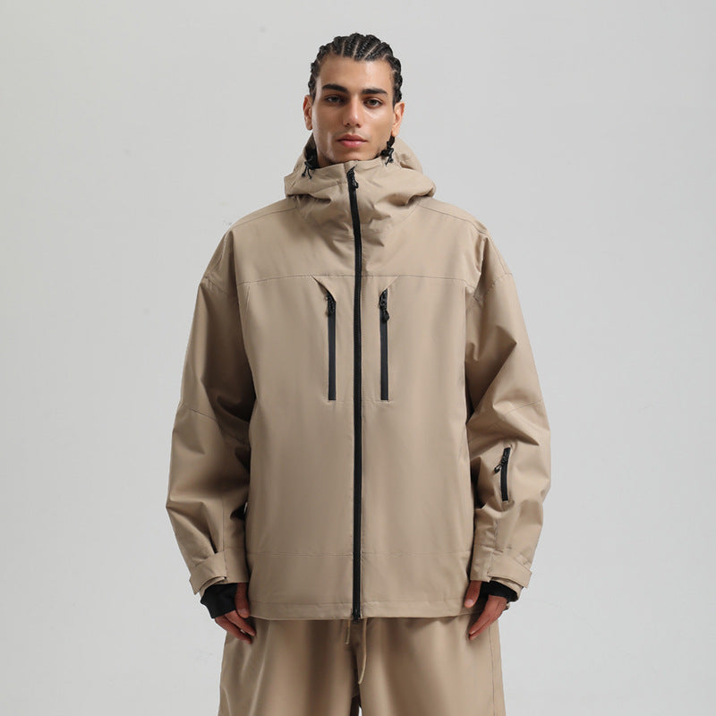 Men's Waterproof Breathable Loose Zip Ski Suit Jacket