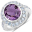4.77 Carat Genuine Amethyst and Blue Topaz Sterling Silver Ring