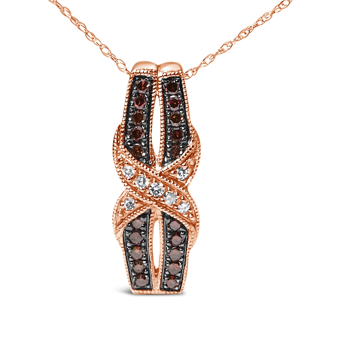 Collar de Pendiente en Infinito con Twist de Diamantes en Oro Rosa de 10K
