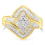 Bague en diamant en cluster avec contournement en or jaune 10K sur argent sterling - Taille 6