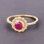 0.68 Carat Genuine Ruby and White Diamond 14K Yellow Gold Ring