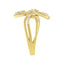 10K Yellow Gold Diamond Layered Crossover Leaf Ring - Size 7