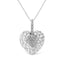 .925 Sterling Silver Heart Pendant Necklace with Diamond Accents