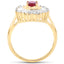 14K Yellow Gold Plated Ruby and White Topaz Cocktail Ring