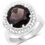 Anillo de Plata Esterlina con Cuarzo Ahumado de 4.52 Quilates y Topacio Blanco