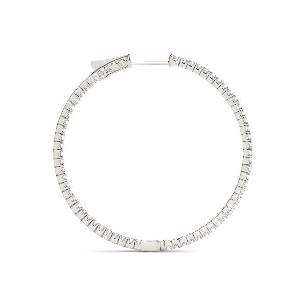 Aros de Diamante en Oro Blanco de 14k con Diseño Delgado y Doble Cara