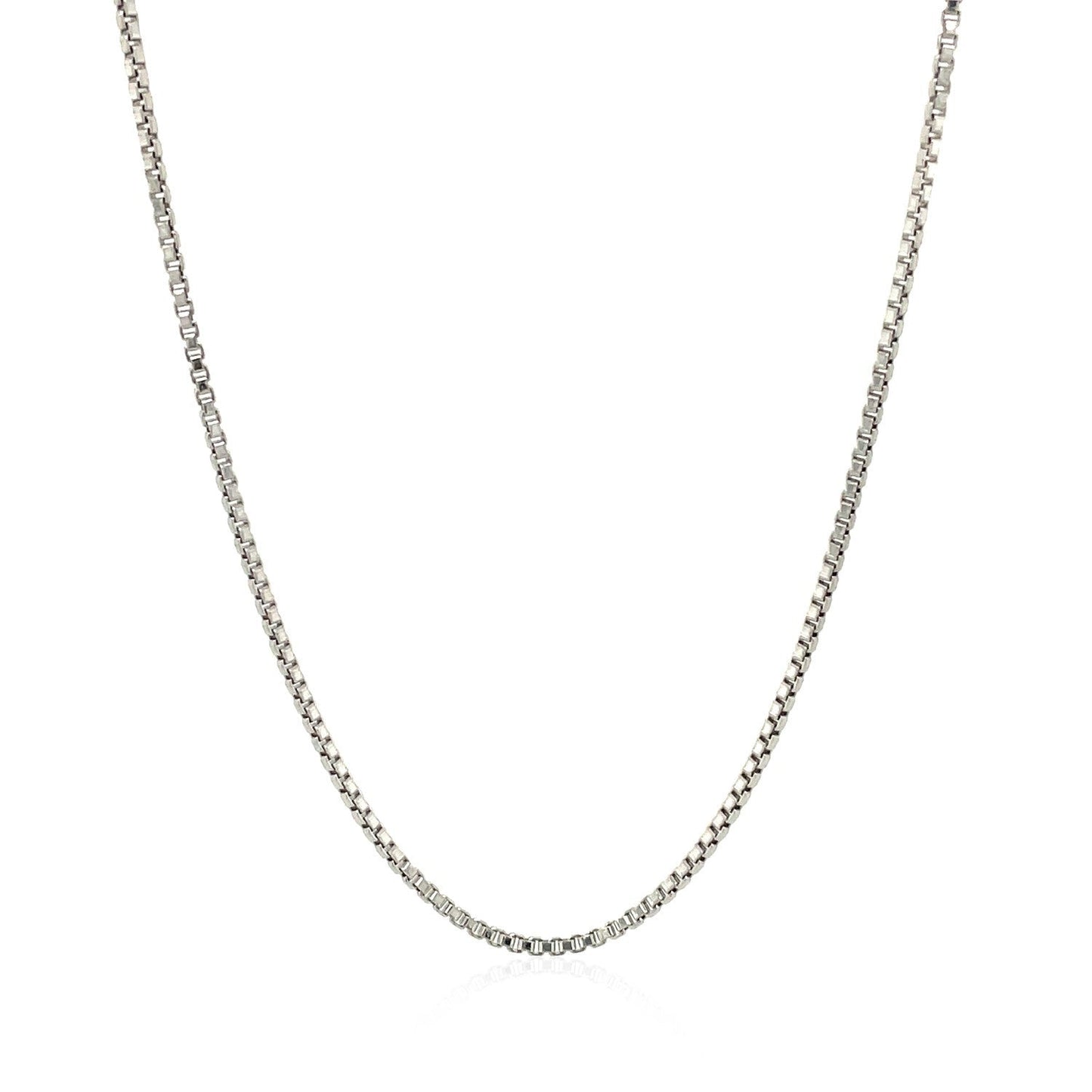 Cadena de Caja de Plata Esterlina Baño de Rodio 1.3mm