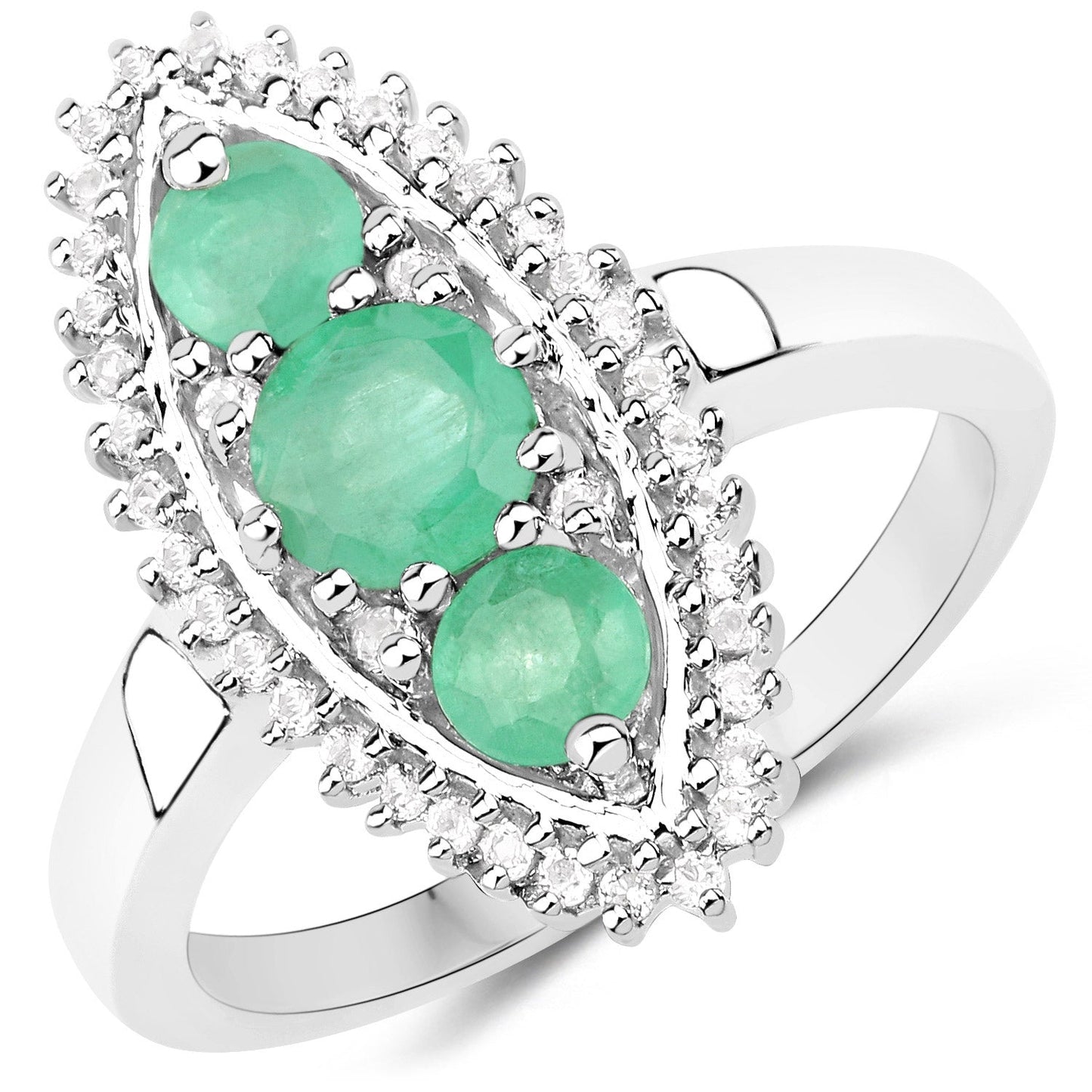3.52 Carat Genuine Zambian Emerald & White Topaz Jewelry Set