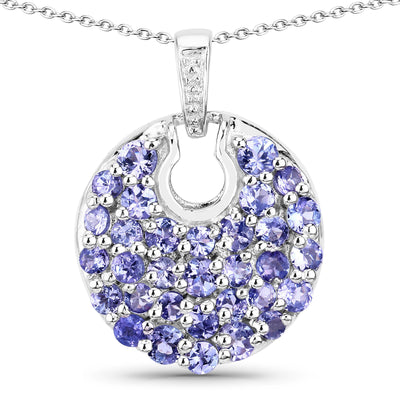 Pendentif en tanzanite véritable de 1,78 carat en argent sterling