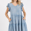 Elegant V-Neck Ruffled Cap Sleeve Mini Dress for Women